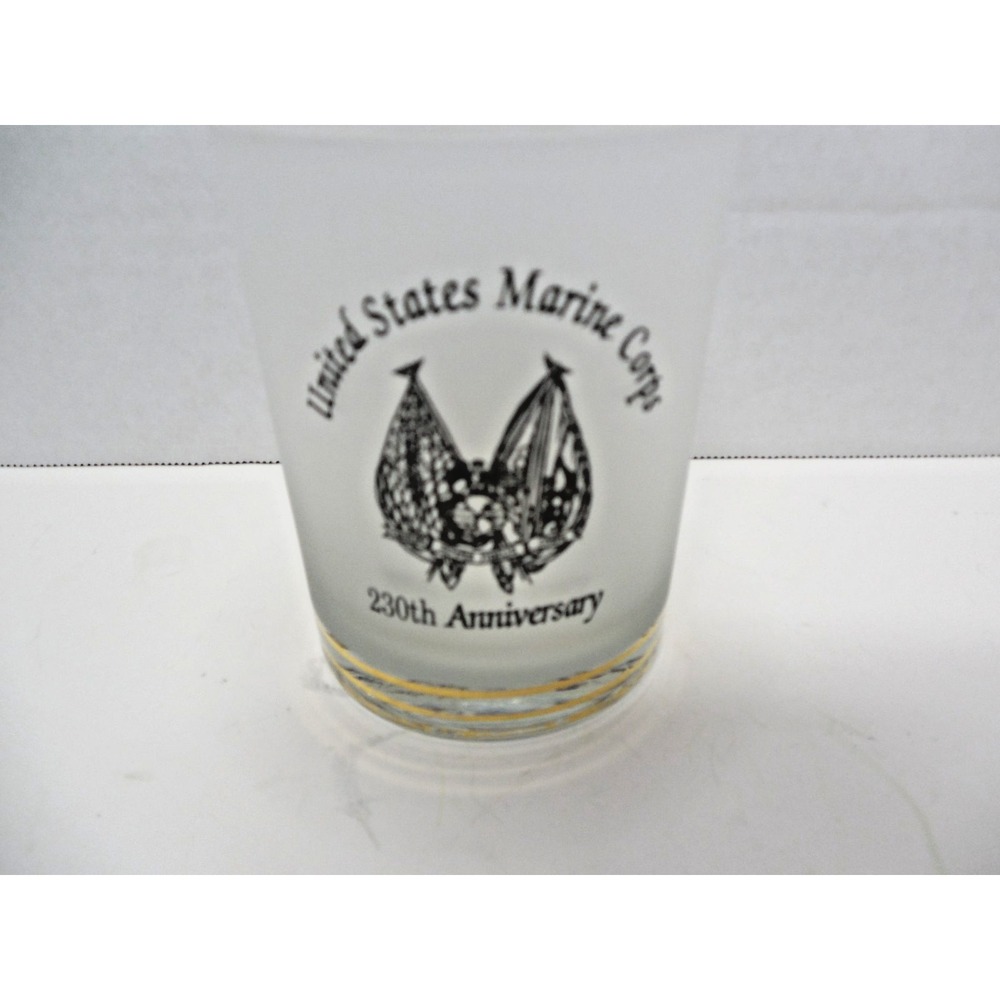 USMC Marine Corp Emblem 230th Anniversary Old Fashioned Cocktail Glass 12 oz